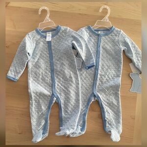 NWT Pair or bundle of Little Beginnings Blue Quilted Sleep and Play - 6-9mnths